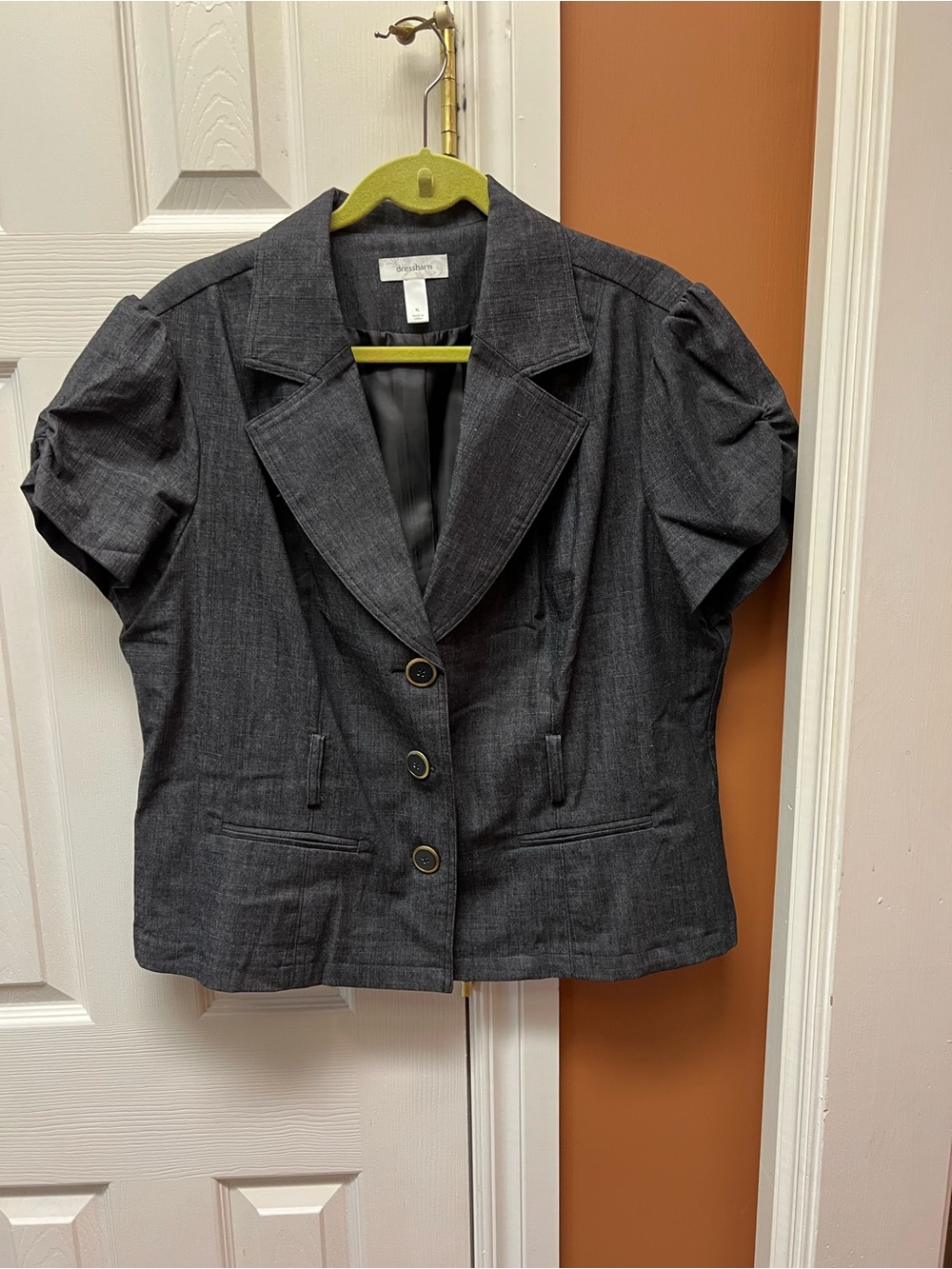 Dress Barn Charcoal Short-Sleeve Tailored Blazer
